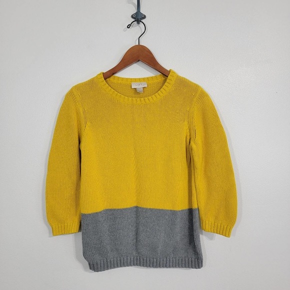 Ann Taylor Factory Sweaters - Ann Taylor LOFT Outlet Yellow/Grey Pullover Sweater